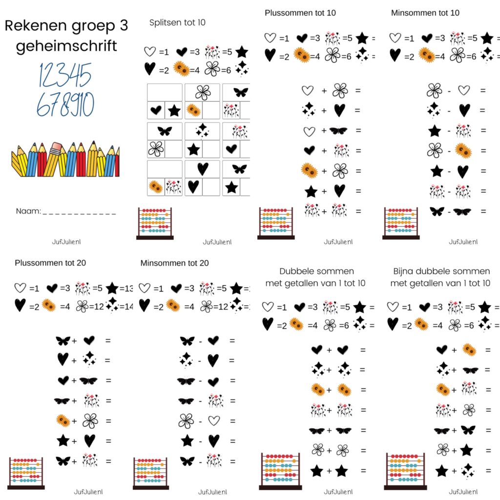 Nieuw Werkboekje rekenen groep 3 geheimschrift #1 - Juf Julie WB-95