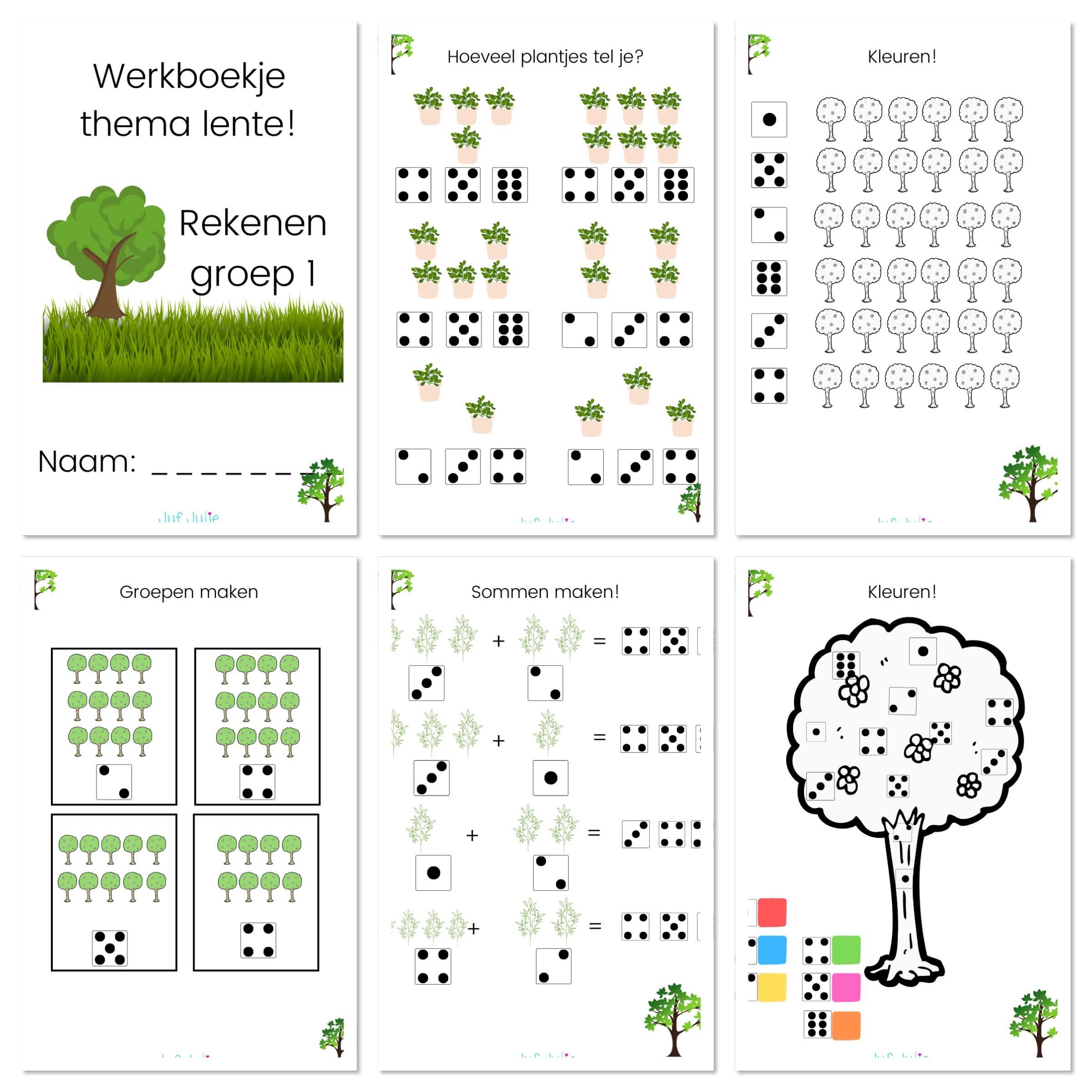 Wonderbaar Lente werkboekje rekenen groep 1 #2 - Juf Julie FZ-78