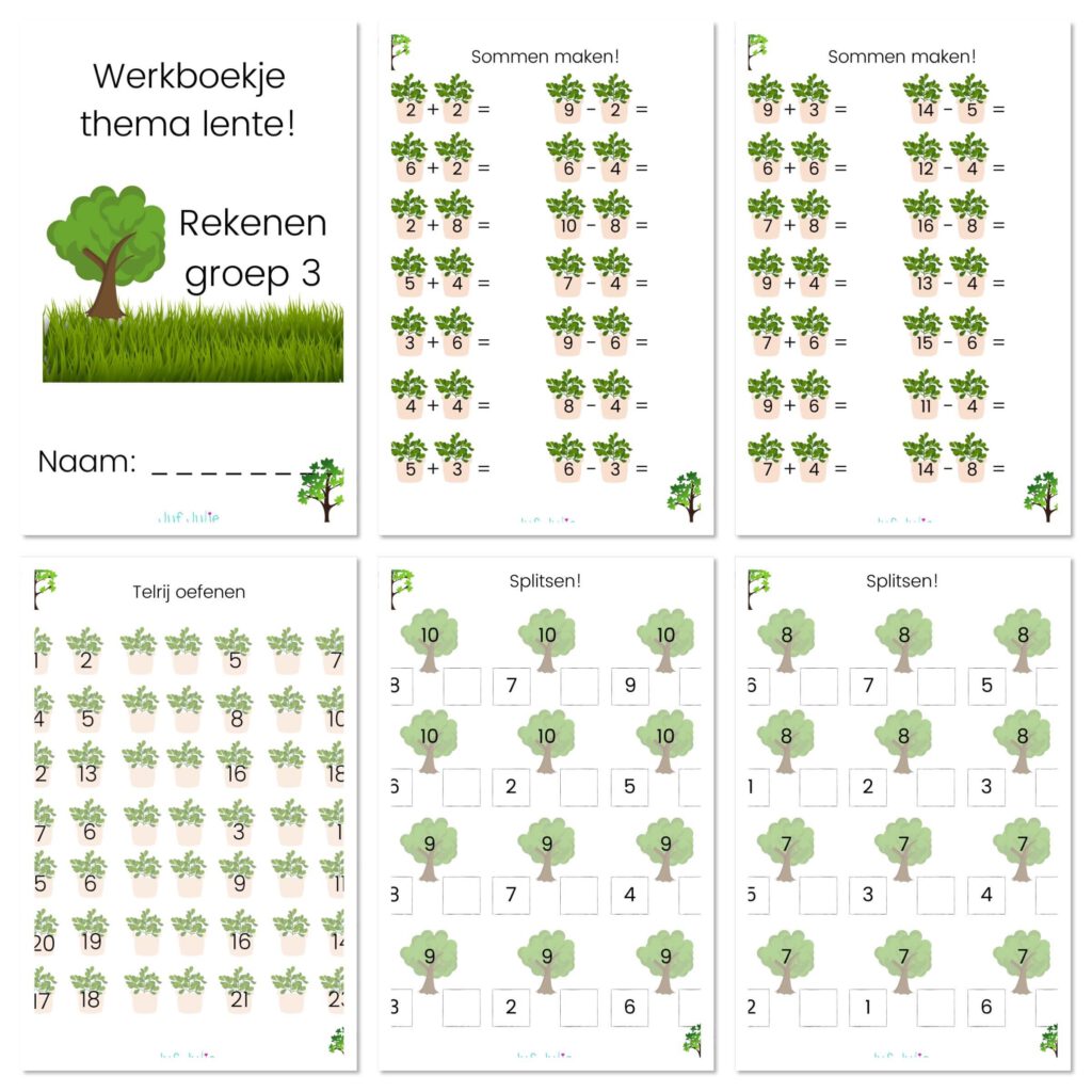 Verbazingwekkend Lente werkboekje rekenen groep 3 #2 - Juf Julie QU-96