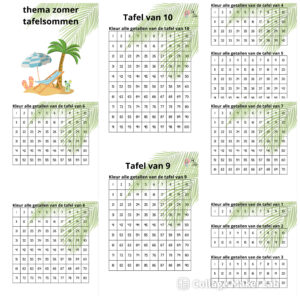 Werkboekje thema zomer tafelsommen