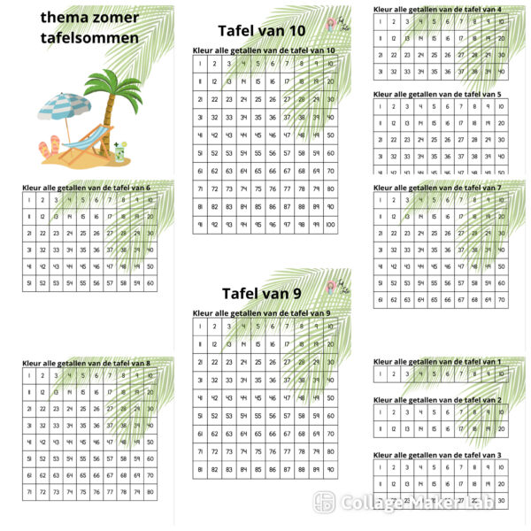 Werkboekje thema zomer tafelsommen