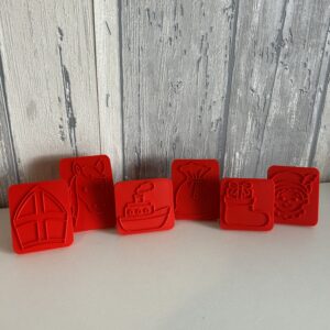 Sinterklaas stempels klei/zand rood of geel